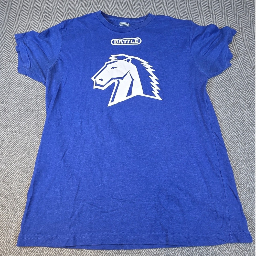 Battle Sports Blue Heather Horse Graphic T-Shirt Mens Medium Motivational Tee
